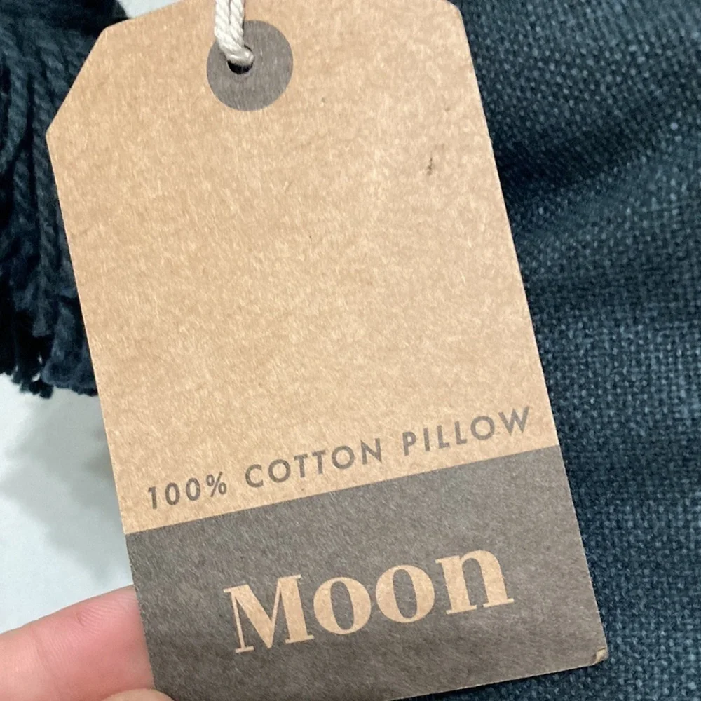 NWT Indigo Moon OUIJA BOARD 100% COTTON BLACK THROW PILLOWw/ TASSELS